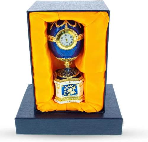 Vista 8 de 1904 Kelch Chanticleer Blue Esmalte Royal Imperial Huevo de Pascua con Reloj