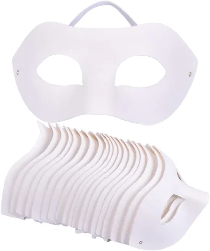 Vista 8 de Máscaras artísticas de papel maché, máscaras en blanco para pintar