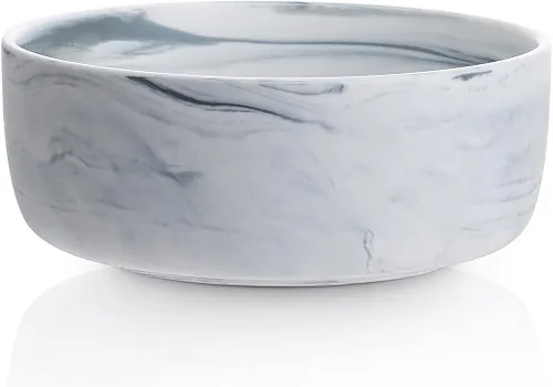 Vista 2 de Stone lain Brighton - Cuencos de porcelana marmolada, blanco mate y gris, 4 cuencos