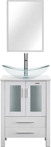 Vista 38 de eclife Armario de tocador de baño moderno de 18 pulgadas con lavabo Redondel negro