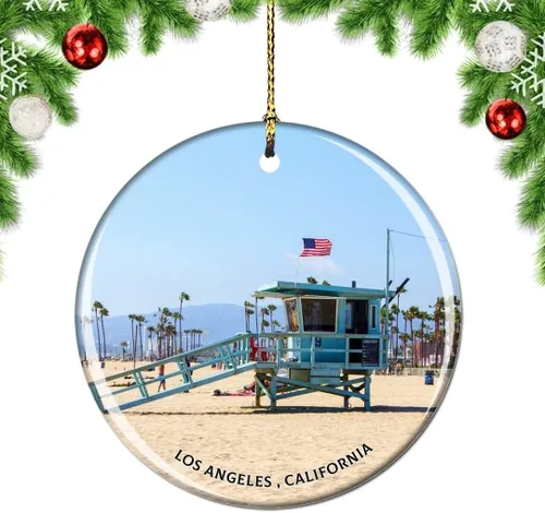 Vista 20 de California Los Ángeles Battleship Museum USA Christmas Tree Adorno Decoración Colgante Colgante Decoración City Travel Souvenir Collection Porcelana