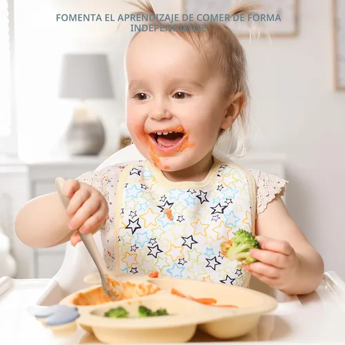 Vista 5 de 6 piezas de cucharas de silicona para alimentación de bebé, primera etapa con punta suave fácil para las encías, cuchara de entrenamiento