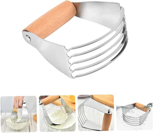 Vista 2 de Cortador de masa de acero inoxidable, licuadora de pastelería, herramienta de horneado manual para masa y mantequilla fría, utensilio de cocina