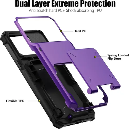 Vista 107 de Nvollnoe - Funda para iPhone 14 con tarjetero [tienda de 5 tarjetas] Negro - Almacenamiento más grande