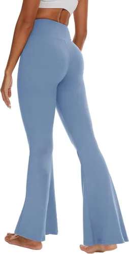 Vista 7 de ZOOSIXX Pantalones de yoga acampanados para mujer, leggings cruzados suaves con corte de bota