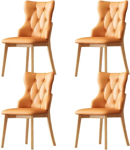 Vista 17 de Upholstered Dining Chairs with Backrest,Kitchen Chairs Leather,Living Room Chair with Wood Legs for Home, Restaurant, Hotel, Conference Room Grey