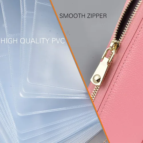 Vista 7 de Easyoulife - Monedero de cuero con cremallera, billetera portatarjetas para mujer, bloqueo RFID