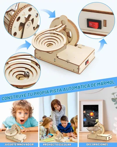 Vista 2 de Poraxy Kits STEM 4 en 1, proyectos STEM para niños de 8 a 12 años, rompecabezas de madera 3D de montaje, juguetes de construcción, kit
