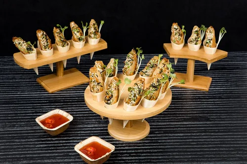 Vista 5 de PacknWood 210SBAM20 - Soporte de bambú para cono de alimentos y soporte de bambú para exhibición Temaki, soporte de cono de bambú biodegradable