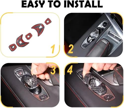 Vista 5 de CHEAYAR Cubierta de fibra de carbono para panel de palanca de cambios de consola compatible con Chevrolet Corvette C8 2020-2023, interior P D Auto M