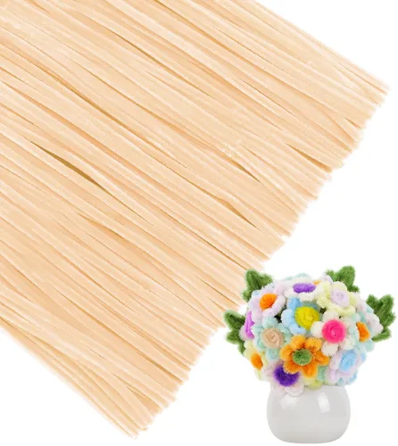Vista 18 de IOOLEEM - Limpiapipas, 200 tallos de chenilla para hacer flores de color rosa claro