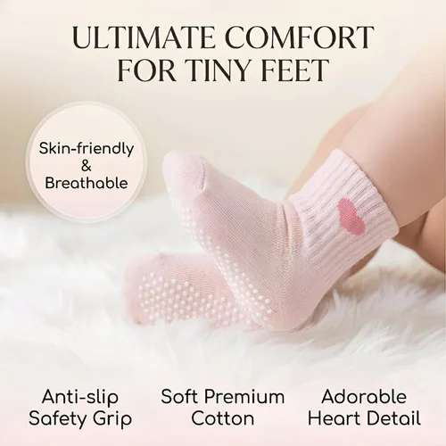 Vista 7 de Calcetines para niña pequeña con agarre loco para niños, calcetines antideslizantes y bonitos de 0-6 6-12-18 meses 1-3T 4T 5T