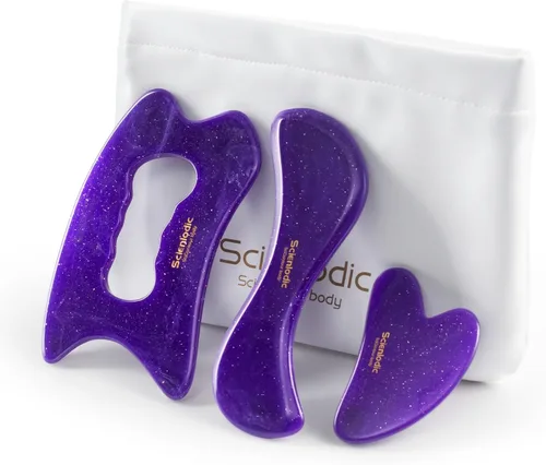 Vista 24 de Scienlodic Gua Sha - Herramienta de masaje con mango (resina), herramienta de raspado Guasha más grande para masaje de espalda, cuello, cara