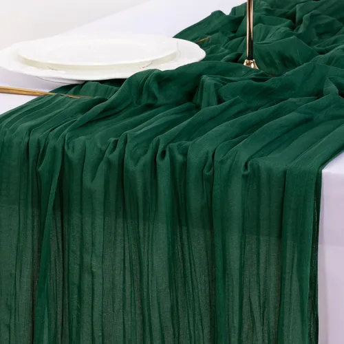 Vista 16 de Socomi Camino de mesa beige para primavera y Pascua, camino de mesa de 170 pulgadas, paño de queso de 14 pies, gasa bohemia rústica para decoración
