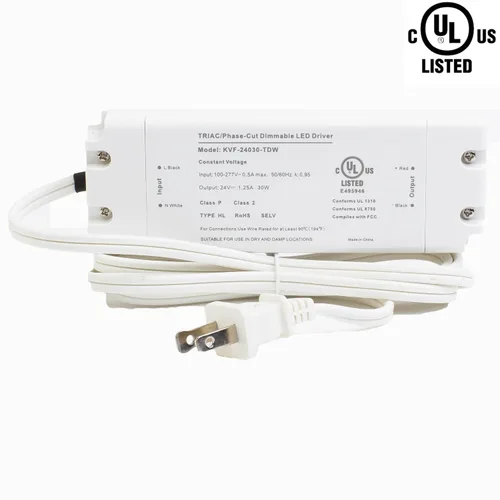 Vista 3 de Transformador de controlador regulable Triac de 24 V, certificación UL, 30 W, voltaje constante, clase 2, 100 V, 277 V, fuente de alimentación de CA