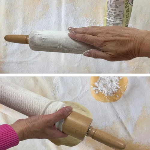 Vista 7 de Regency Wraps Cubierta de rodillo para enrollar masa antiadherente, 100% algodón absorbe el exceso de harina para que los pasteles salgan ligeros
