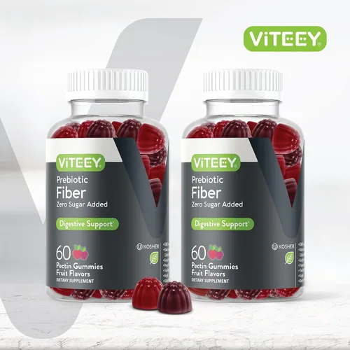 Vista 2 de Viteey - Gomitas de fibra prebiótica para adultos, 0.14 oz Gomitas de suplemento de fibra soluble digestiva y intestinal, sin azúcar, veganas, sin