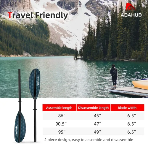 Vista 5 de Abahub Remo de kayak de 90.5 pulgadas para canotaje, canoa con correa de remo gratis, eje de aleación de aluminio, cuchillas de plástico Estampado