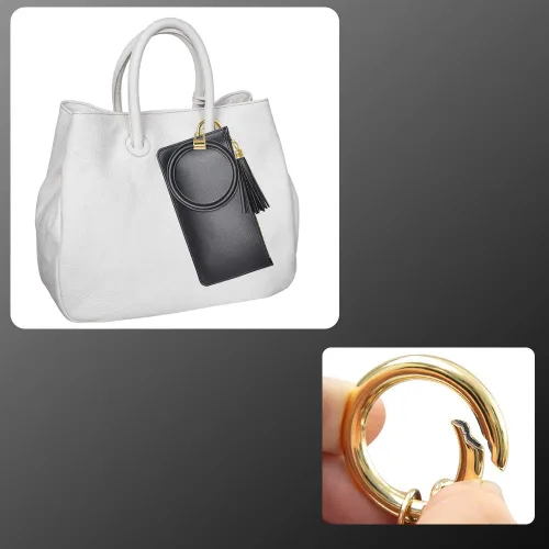 Vista 3 de Llavero-brazalete, brazalete de cuero con borla para mujer, Negro 3