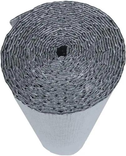 Vista 6 de Aislamiento de lámina reflectante de doble burbuja, núcleo de espuma Poly-Air, película de barrera radiante, bloqueador de calor, protector