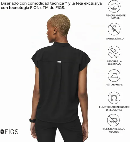 Vista 5 de FIGS Rafaela Oversized Scrub Top for Women Negro