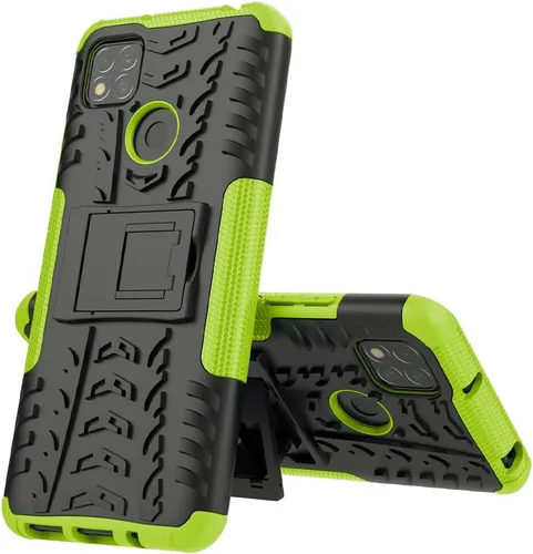 Vista 3 de Asuwish Funda de teléfono para Xiaomi Redmi 9C/10A con protector de pantalla de vidrio templado y soporte delgado, híbrida, resistente, cubierta