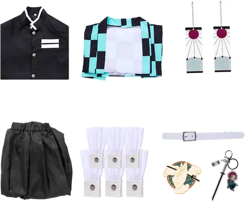 Vista 4 de Tanjiro Nezuko Cosplay Costume for Kids Adult Anime Kimono Halloween Shinobu Zenitsu Cosplay Party