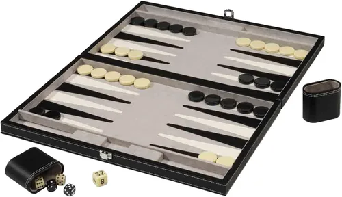 Vista 9 de Mainstreet Classics by GLD Products Juego de mesa Backgammon de 15 pulgadas, negro/blanco