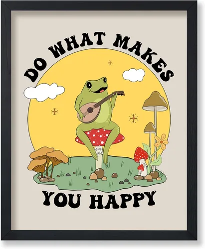 Vista 22 de Poster Master All That Is Meant To Be Poster - Retro Frog on Mushroom Print - Meditation Art - Motivational Design - Preppy Print - Trendy Decor