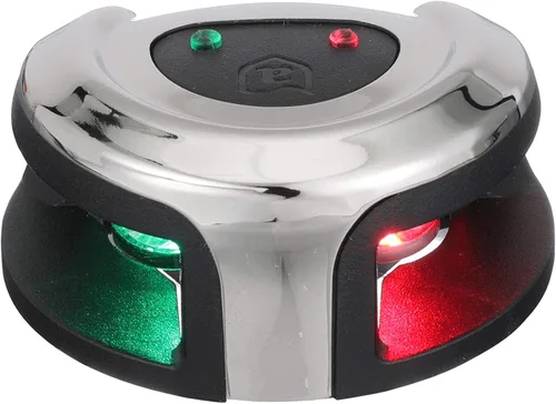 Vista 10 de attwood NV2002SS-7 LightArmor - Luces de navegación de 2 millas, montaje en cubierta, redonda, bicolor, iluminación LED, carcasa inoxidable