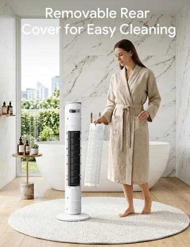 Vista 7 de ZAFRO Ventilador de torre inteligente para dormitorio, ventilador de torre oscilante de 120°, 28 pies/s de alta velocidad, 12 velocidades, 4 modos