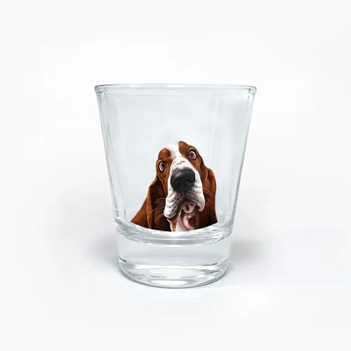 Vista 7 de WIRESTER Vaso de chupito de 1.5 onzas con base pesada, vaso de chupito transparente para whisky, vodka - Basset Hound Dog