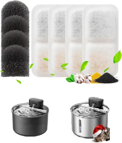 Vista 10 de oneisall Fuente de agua para gatos Bandeja de acero inoxidable: Fuente inalámbrica para mascotas de 108 oz/3.2L para gatos en interiores