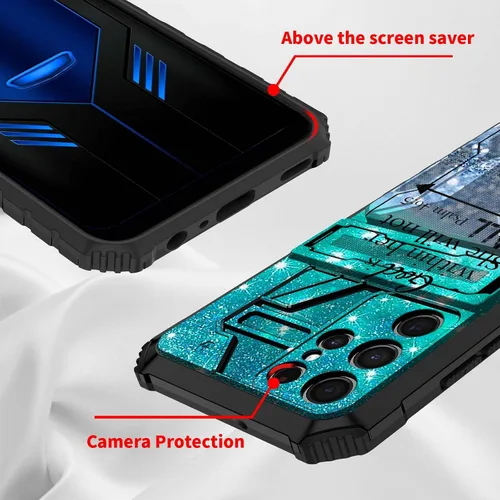 Vista 3 de Funda tipo cartera para Samsung Galaxy S23 Ultra, de doble capa, resistente, a prueba de golpes, con ranura para tarjetas desmontable y función