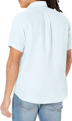 Vista 2 de Brooks Brothers Men's Short Sleeve Button Down Linen Sport Shirt, Solid