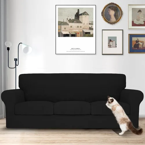 Vista 110 de MAXIJIN 2 piezas de fundas para silla con brazos, funda para silla de sofá para sala de estar, funda elástica para perros para una silla con 1 cojín