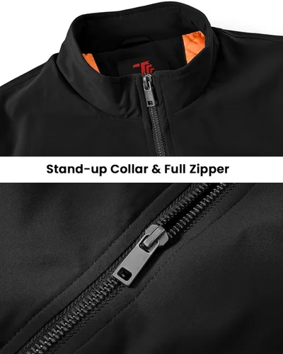 Vista 4 de BGOWATU Chaqueta para hombre con aislamiento para otoño e invierno, con cremallera, a prueba de viento, acolchadas, abrigos, abrigos, informales