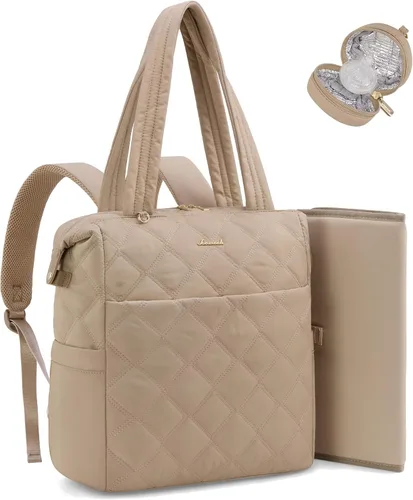Vista 8 de LOVEVOOK Mochila para pañales, bolsa de pañales para mamá y papá con cambiador, bolsillos aislados, mochila ligera convertible para mamá con funda