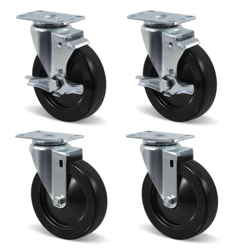 Vista 19 de Juego de 4 ruedas giratorias de 3 pulgadas, ruedas giratorias resistentes, ruedas de goma dura para muebles de camión de plataforma, carrito móvil