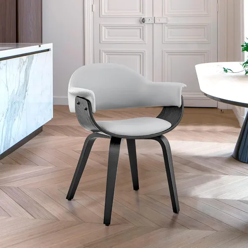 Vista 2 de Armen Living Adalyn - Silla de comedor de piel sintética y madera, gris/negro, 19 pulgadas de profundidad x 25 pulgadas de ancho x 30 pulgadas