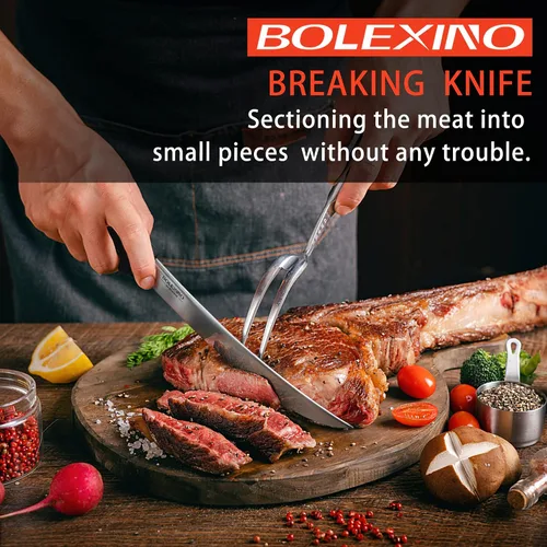 Vista 3 de Cuchillo de carnicero curvado de 8 pulgadas con mango ergonómico, buena nitidez para cortar carne de filete de carne, acero inoxidable japonés