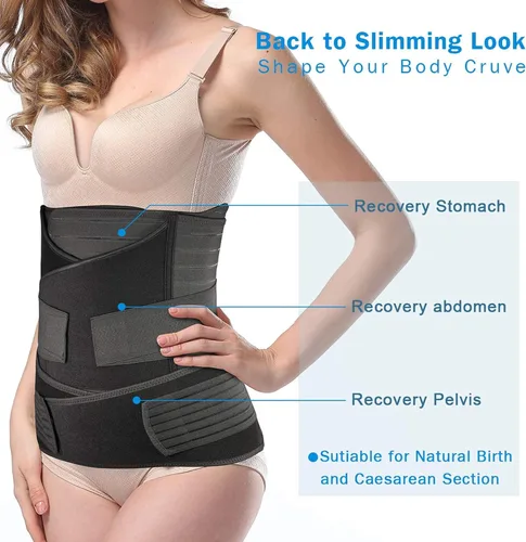 Vista 8 de Faja modeladora para recuperación posparto, 3 en 1, para abdomen/cintura/pelvis