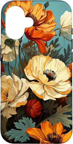 Vista 31 de Funda de flores mexicanas para iPhone 12 Pro Max Marigold Flower and Teal Aqua Blue Cyan
