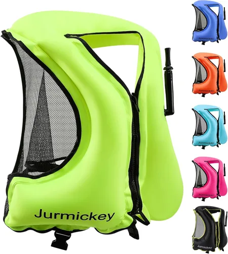 Vista 12 de Chaleco de esnórquel para adultos, chaleco inflable de esnórquel para hombres y mujeres, chaqueta de natación portátil y chaleco de flotabilidad