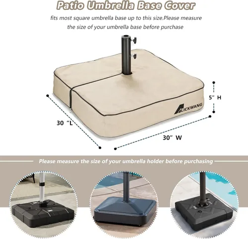 Vista 2 de Cubierta para base de sombrilla de patio, resistente al agua 600D, resistente al agua, anti-UV, para exteriores, fundas cuadradas para base