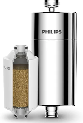 Vista 12 de PHILIPS Filtro de ducha AWP1775BK/37, suavizador de agua para agua dura, filtración de ducha con doble malla, reduce cloro/impurezas/sedimentos