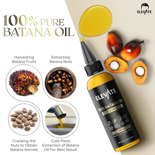 Vista 5 de Elevate Aceite de batana para el crecimiento del cabello Aceite orgánico crudo 100% puro y natural de Honduras Suero prensado en frío y sin