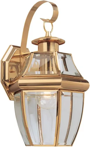 Vista 5 de Generation Lighting 8067-965 Lancaster - Lámpara de pared para exteriores de latón macizo, 75 W, níquel cepillado antiguo, altura de 14 pulgadas