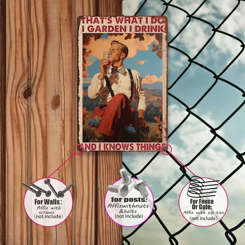 Vista 4 de Cartel de hojalata That's What I Do I Garden I Drink And I Knows Things for Family Warehouse Garden 8.00"x12.00