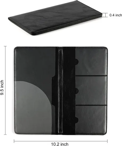 Vista 2 de UYYE Soporte para registro y seguro de auto – Organizador de guantera de piel sintética para vehículos, estuche para accesorios interiores de Negro